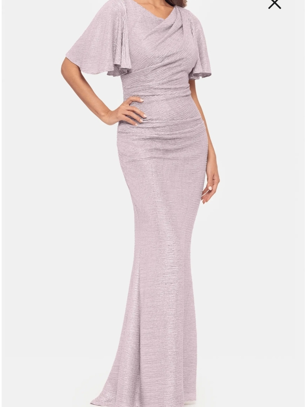 Elegant Champagne Pink Ruched Evening Gown